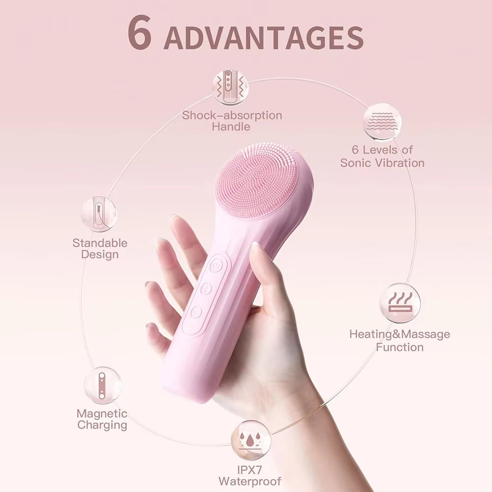 Cepillo Sónico De Limpieza Facial Recargable Y Resistente Al Agua