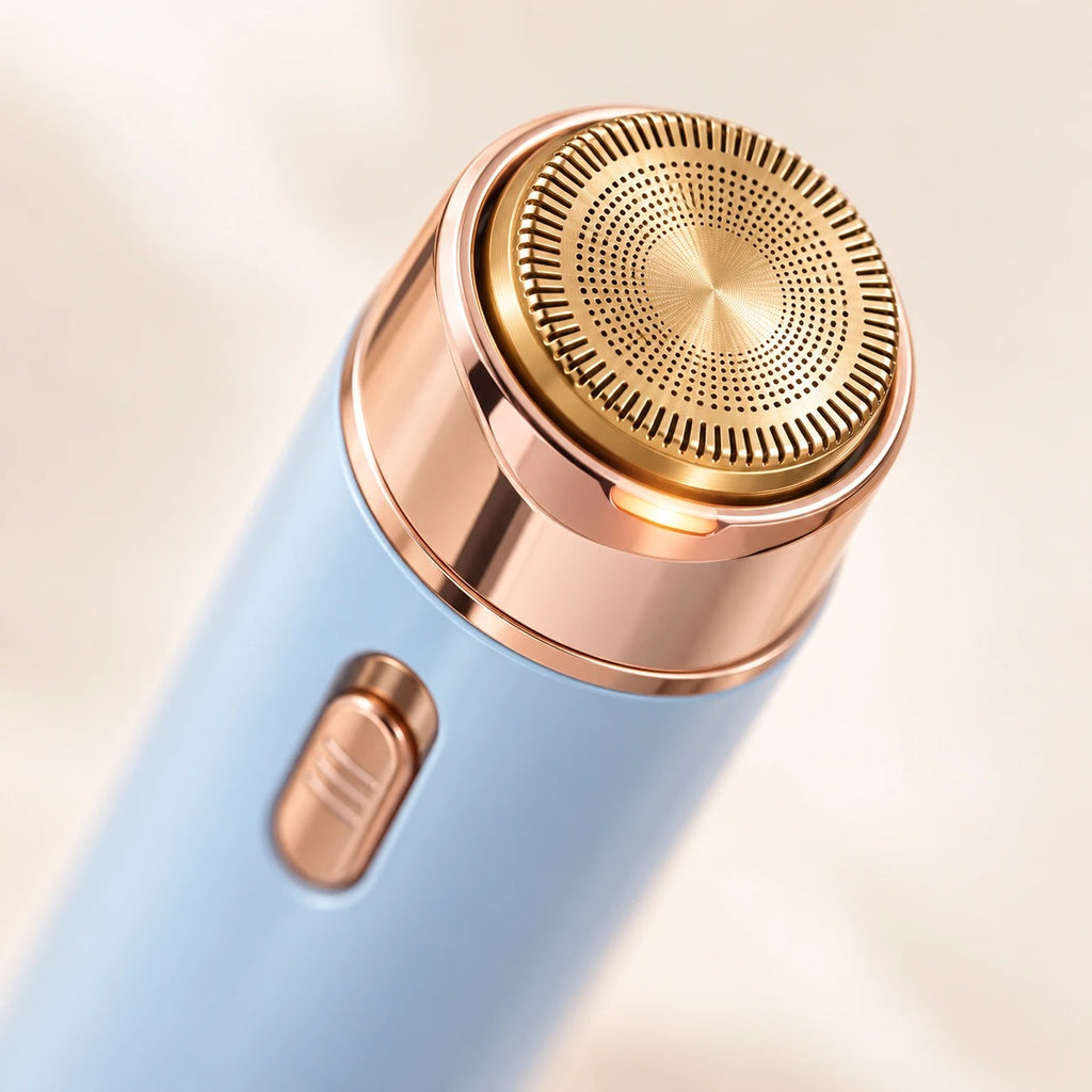 Cabezal dorado de la depiladora facial con luz, de cerca