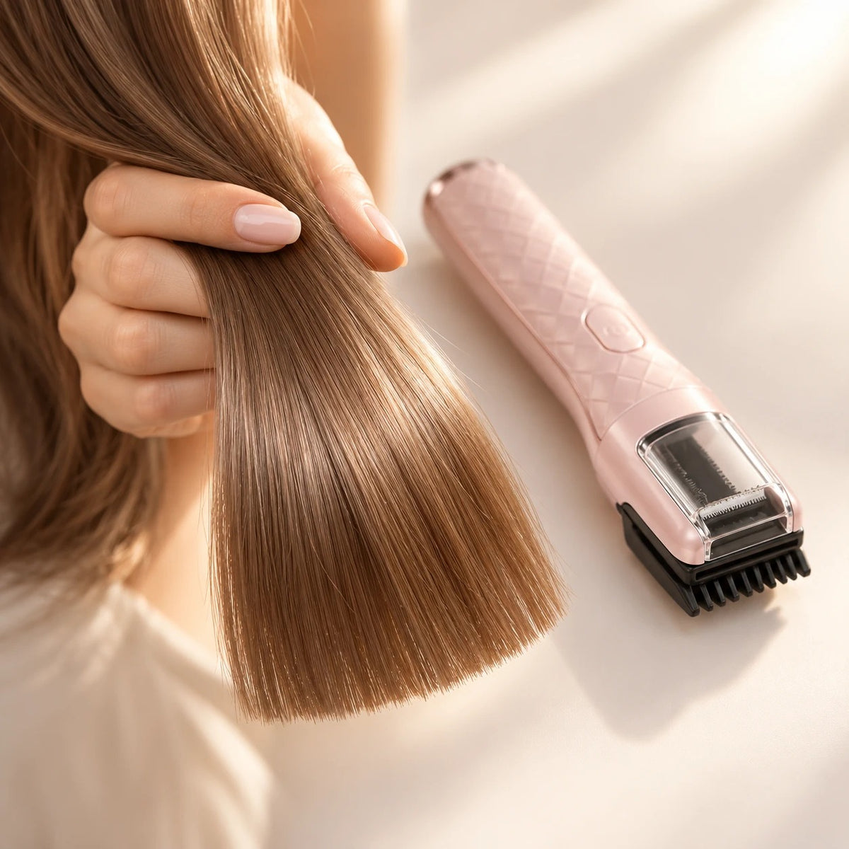 Puntas de pelo lisas y cuidadas junto al cortapuntas automático