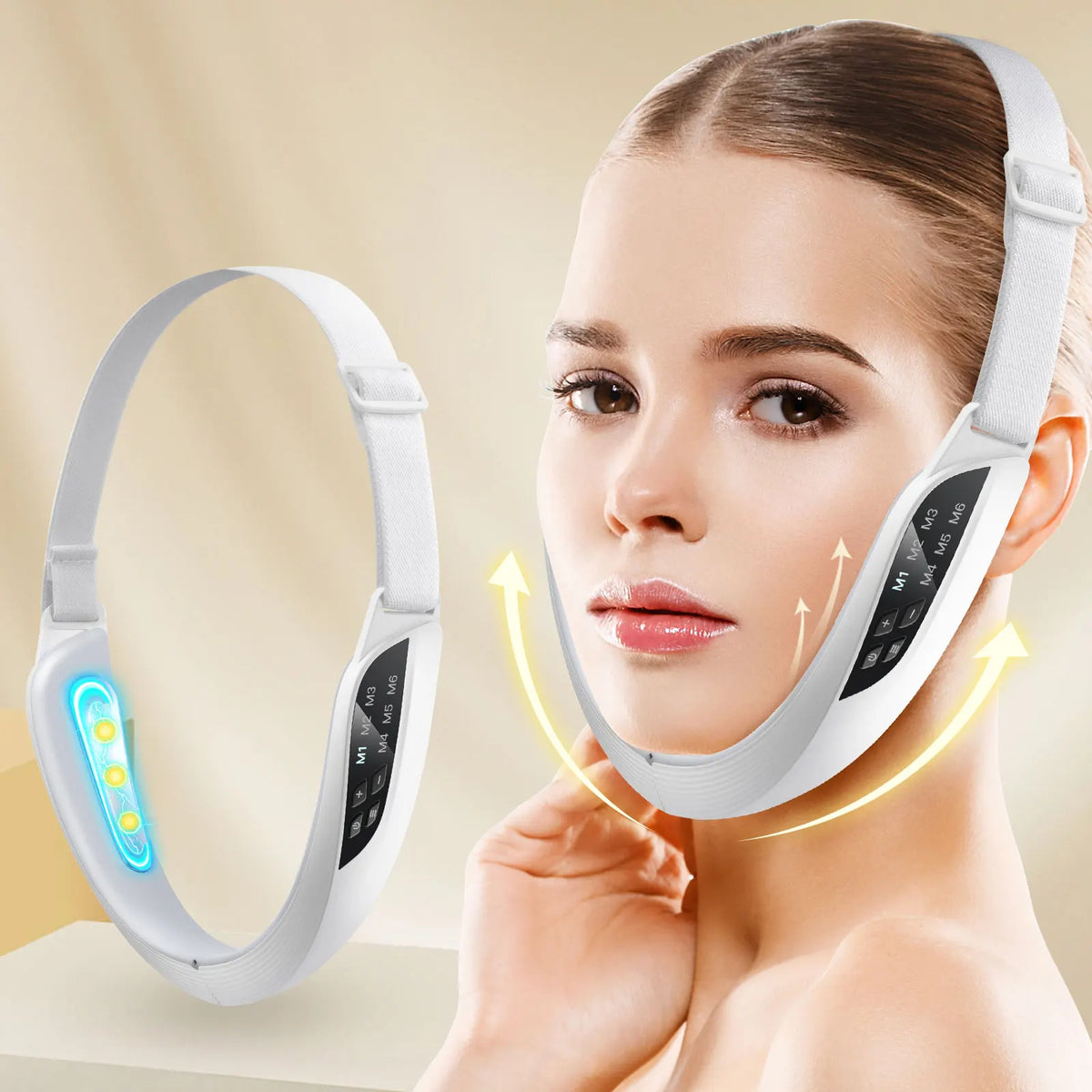 Masajeador facial anti papada con luz LED