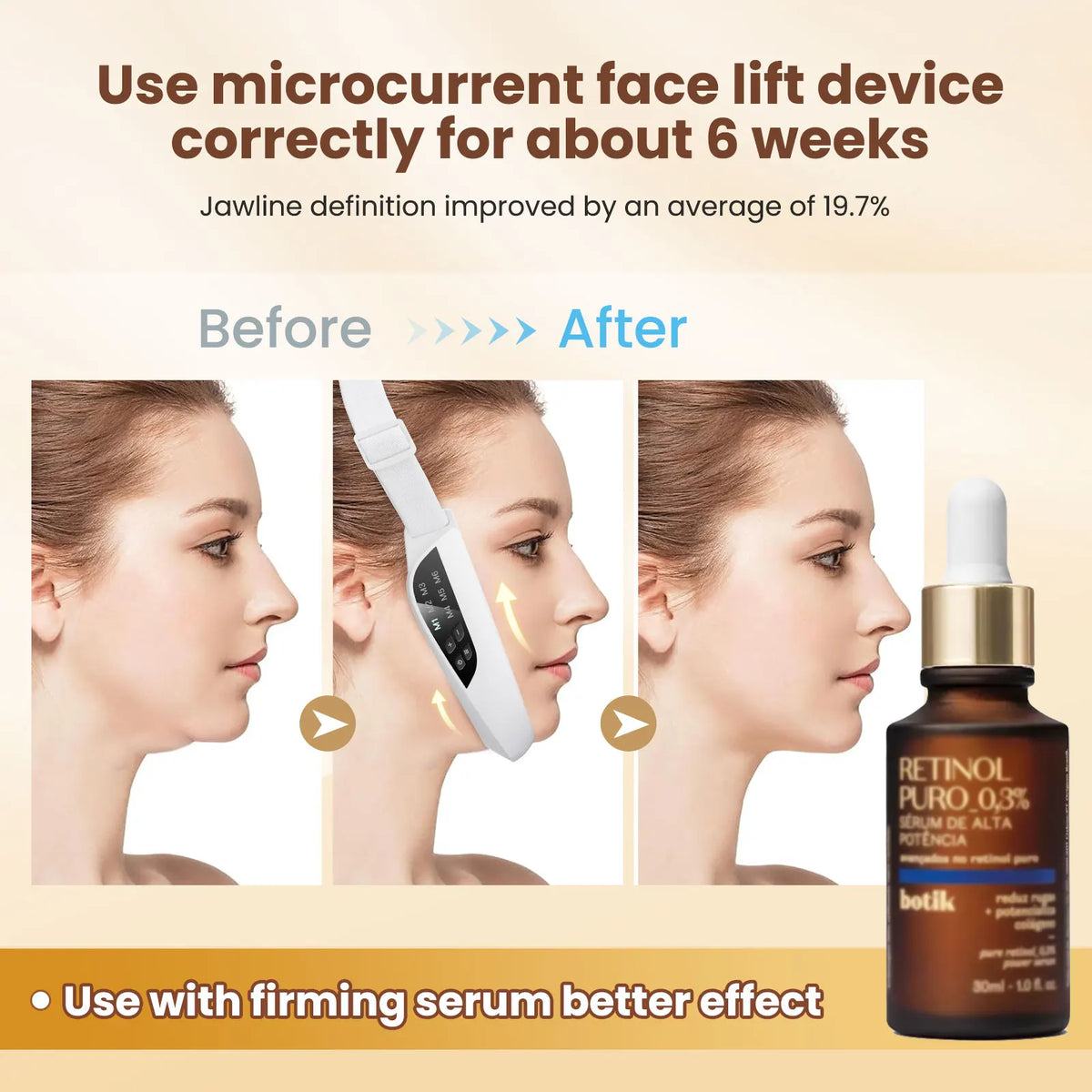 Masajeador facial anti papada con luz LED