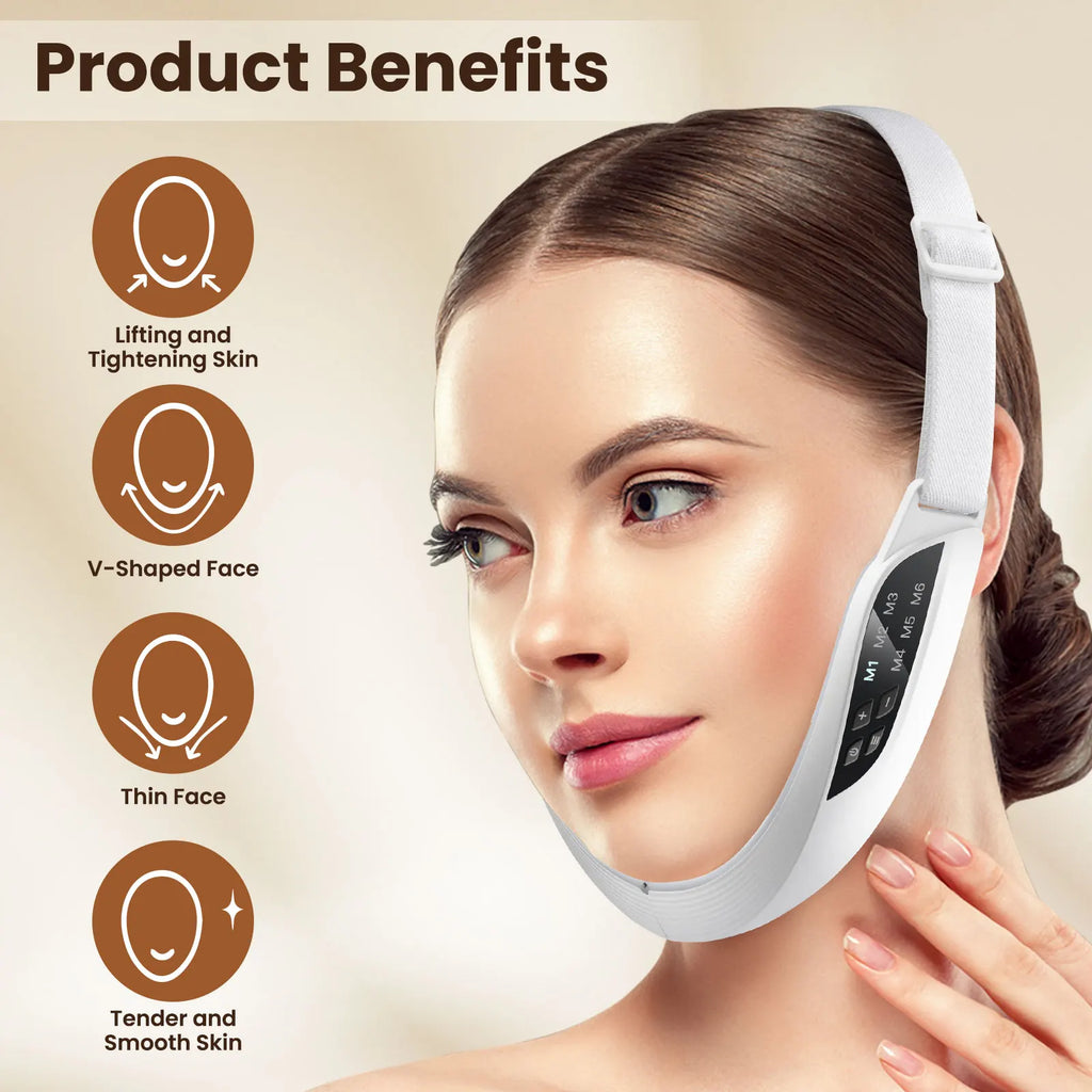 Masajeador facial anti papada con luz LED