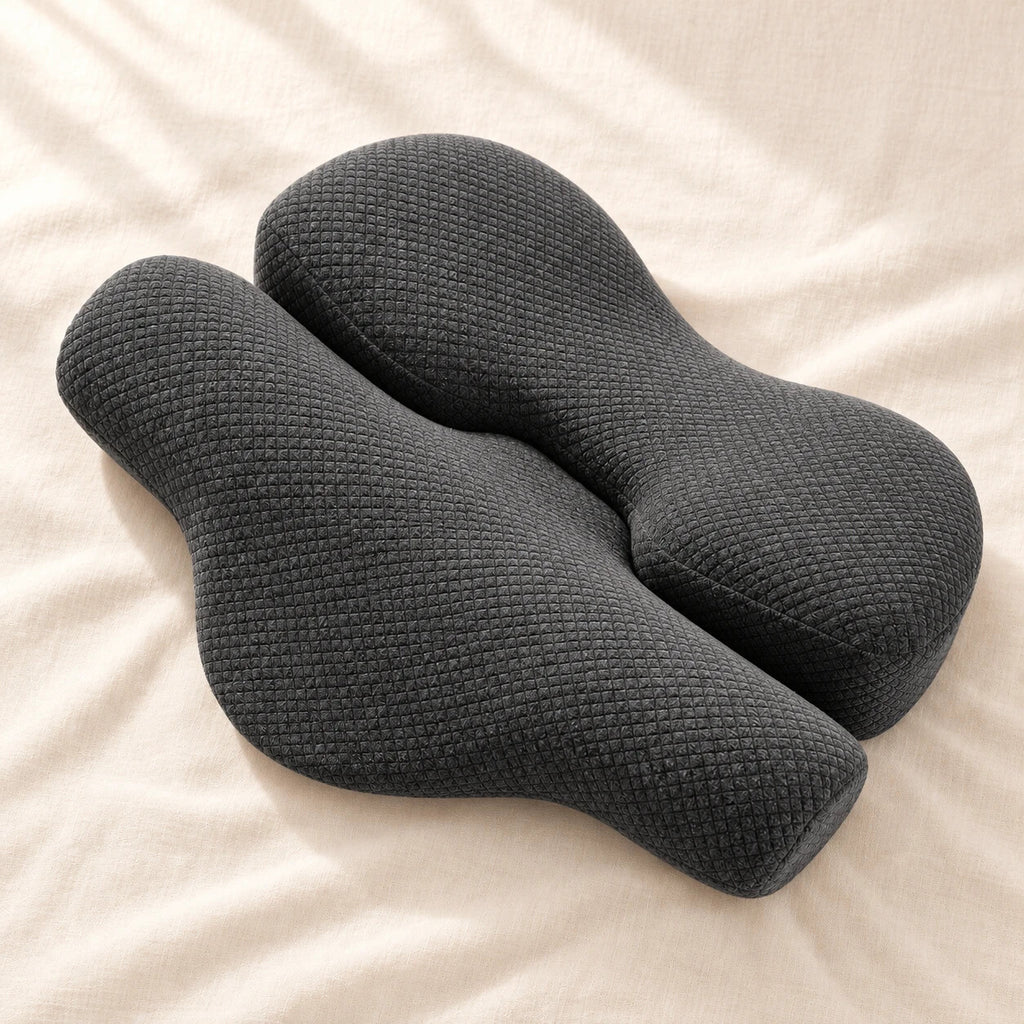 Forma de mariposa de la almohada cervical vista desde arriba