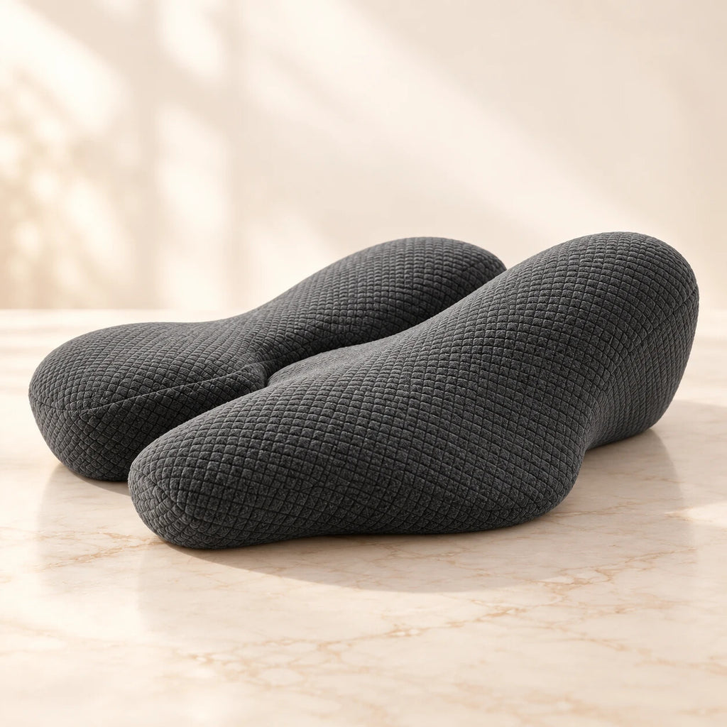 Almohada cervical de perfil: borde alto para el cuello y hueco central